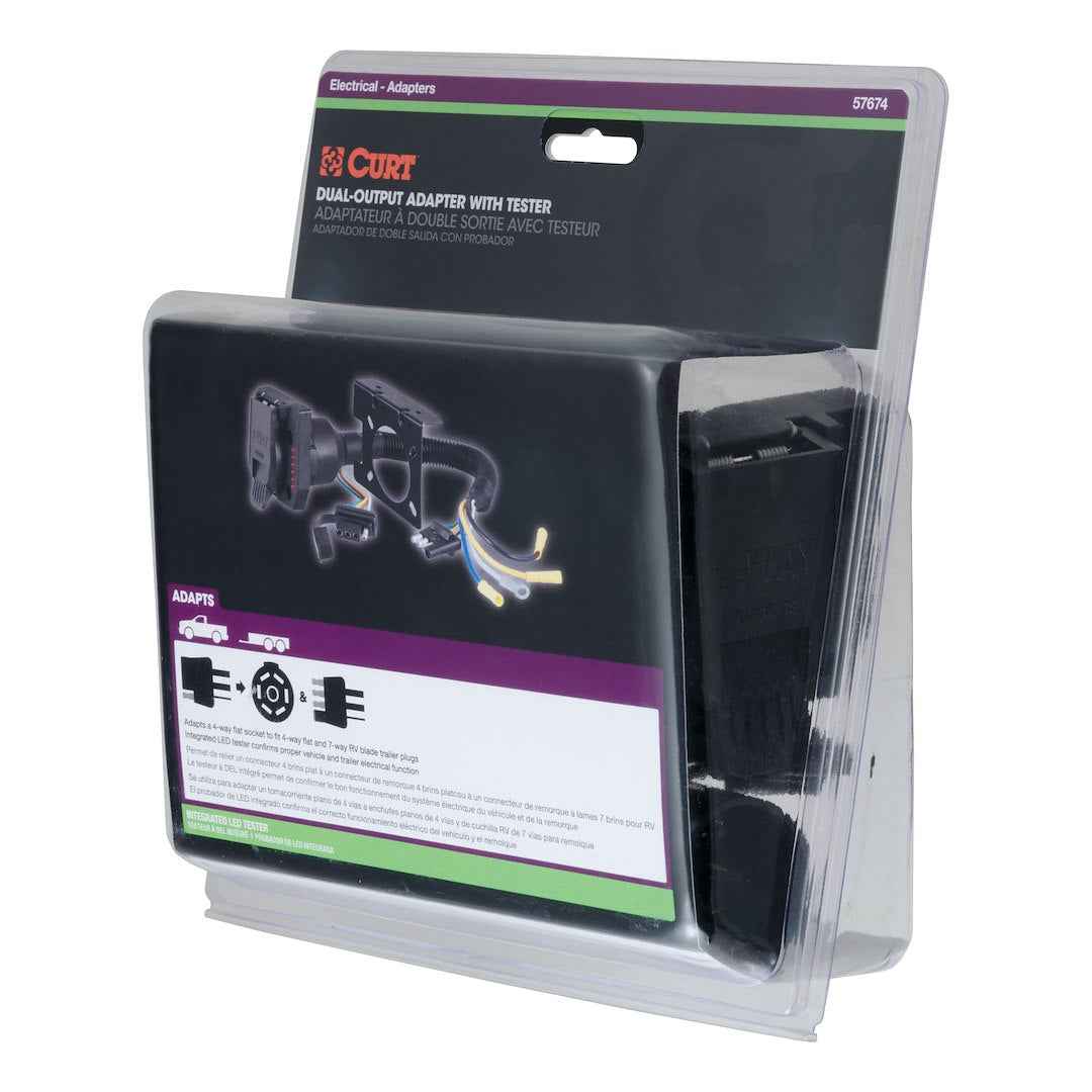 CURT 4-Flat to 7-Blade/4-Flat Adapter with Tester – 57674