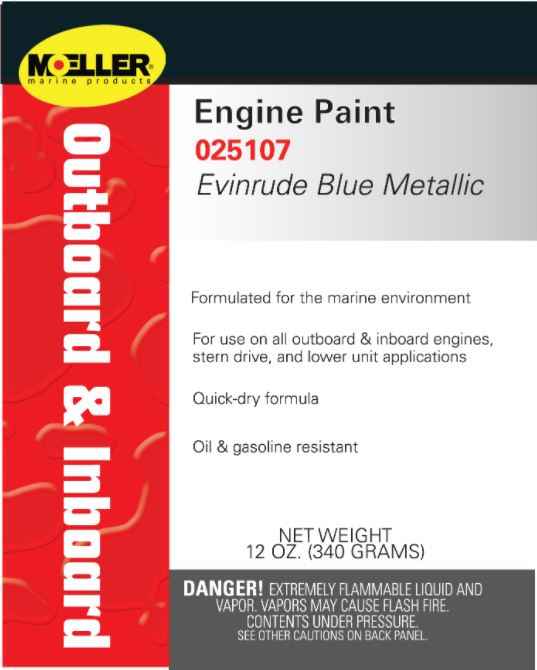 Moeller 025107 Evinrude Blue Metallic Marine Engine Finish, 12-Ounce
