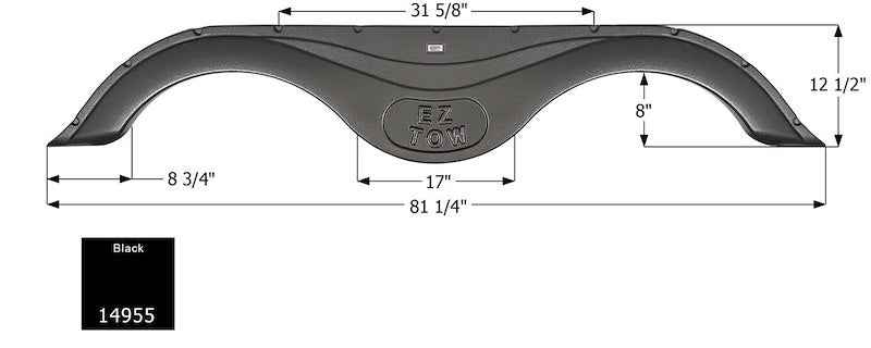 Icon 14955 RV Fender Skirt, Tandem Axle 81-1/4" x 12-1/2" Black, ICON – image 1