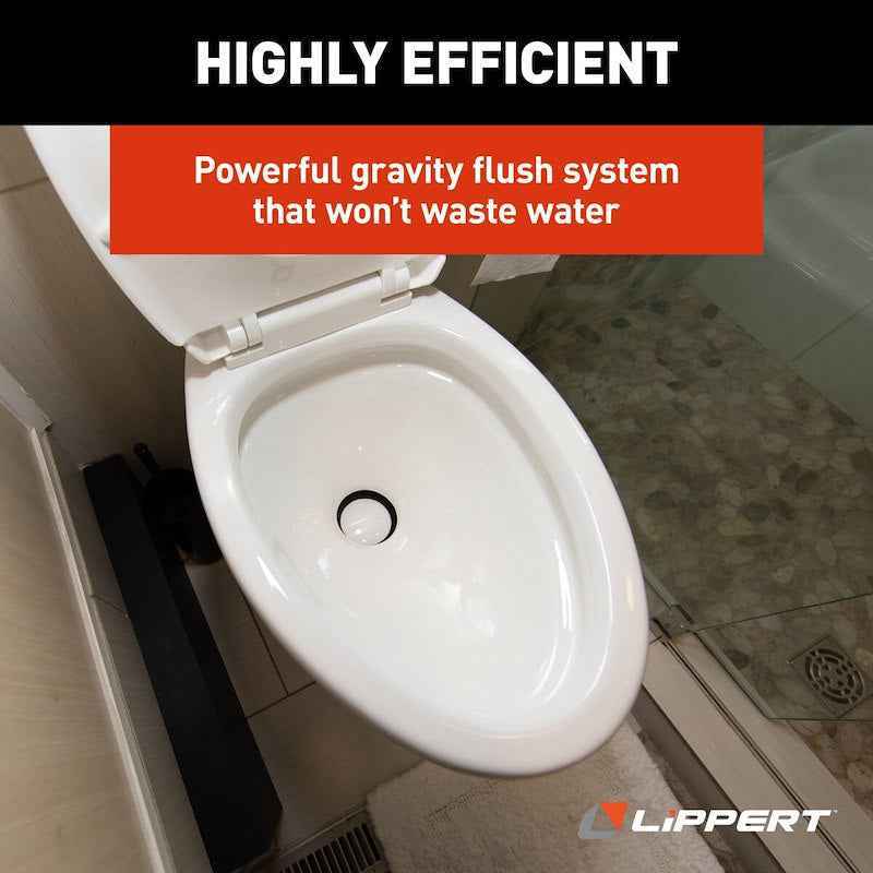 Lippert Components 2022113192 RV Toilet Lippert , Flow Max Permanent Pedal-Flush, White – image 4