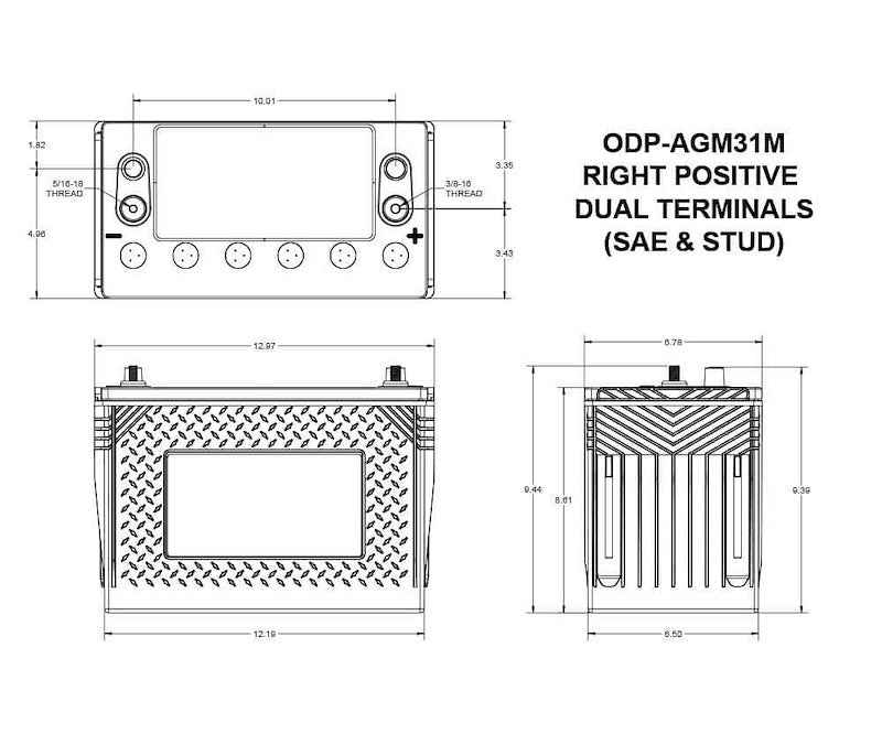 Odyssey Battery ODP-AGM31M Marine AGM Battery Odyssey Group 31M 100Ah 925CCA – image 3
