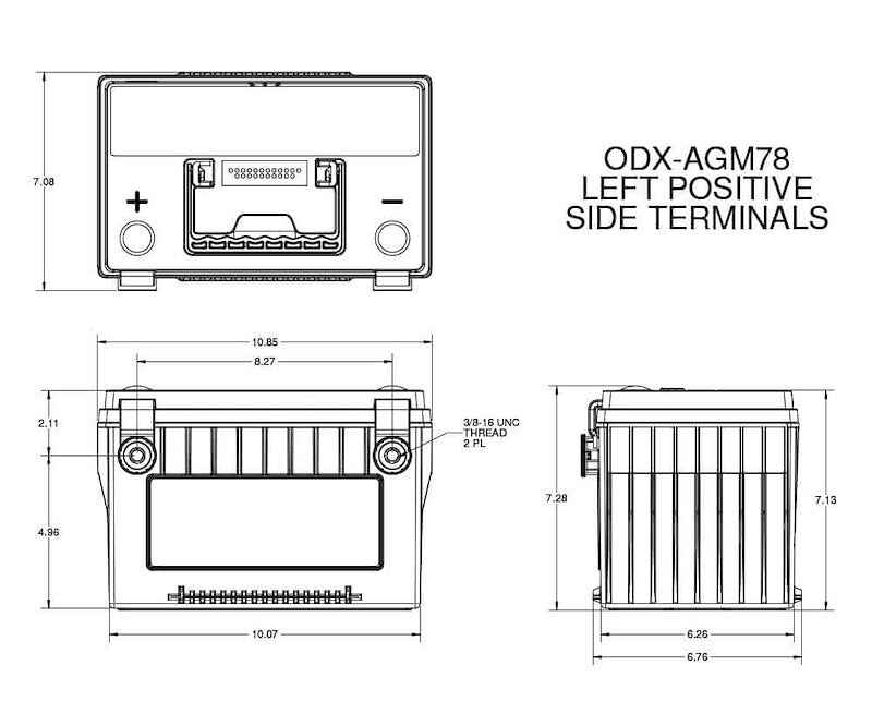 Odyssey Battery ODX-AGM78 Odyssey AGM Starting Battery Group 78 12V 850 CCA Side Terminal – image 3