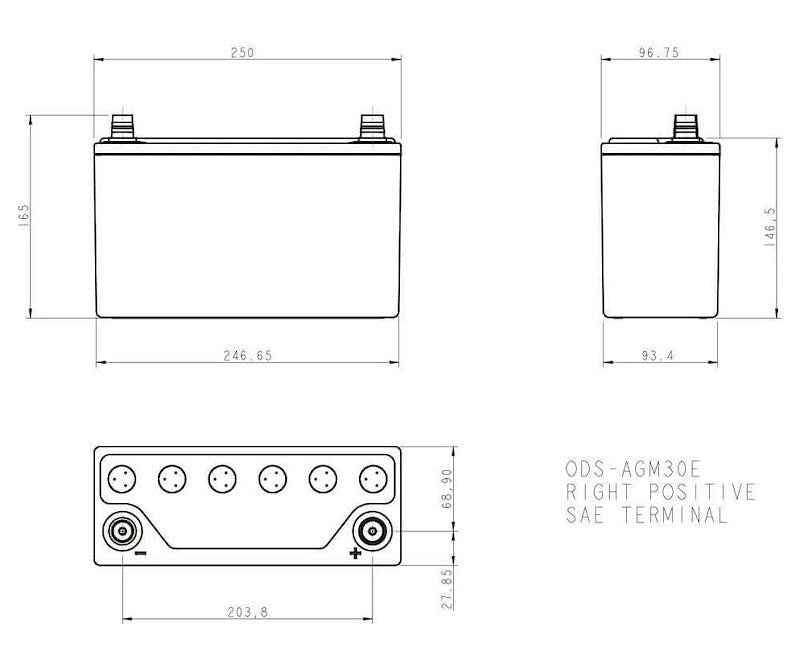Odyssey Battery ODS-AGM30E AGM Powersports Battery Odyssey Group 30E 34Ah 400CCA – image 3