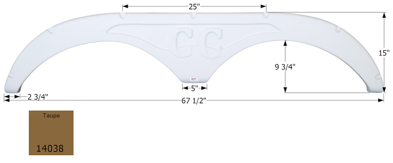 Icon 14038 RV Fender Skirt, Tandem Axle 67-1/2" x 15" Taupe, ICON – image 1