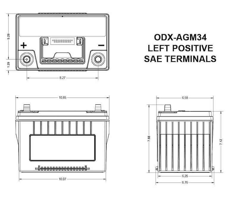 Odyssey Battery ODX-AGM34 Odyssey AGM Starting Battery Group 34 12V 850 CCA – image 3