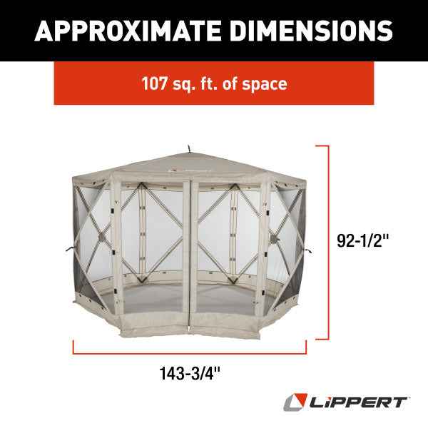 Lippert 2021123289 Screened Pop-Up Gazebo - 12 ft 11 in Square