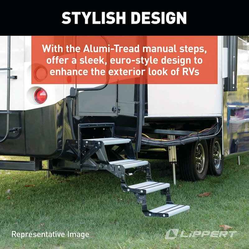 Lippert Components 432696 Alumi-Tread 3-Step Manual RV Entry Step , 24" Wide, Black – image 5