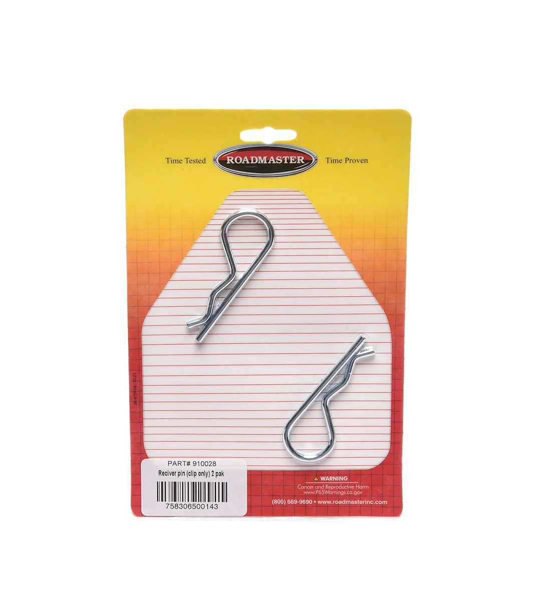 Roadmaster 910028 Silver Receiver-Pin Retainer Clips, Pair