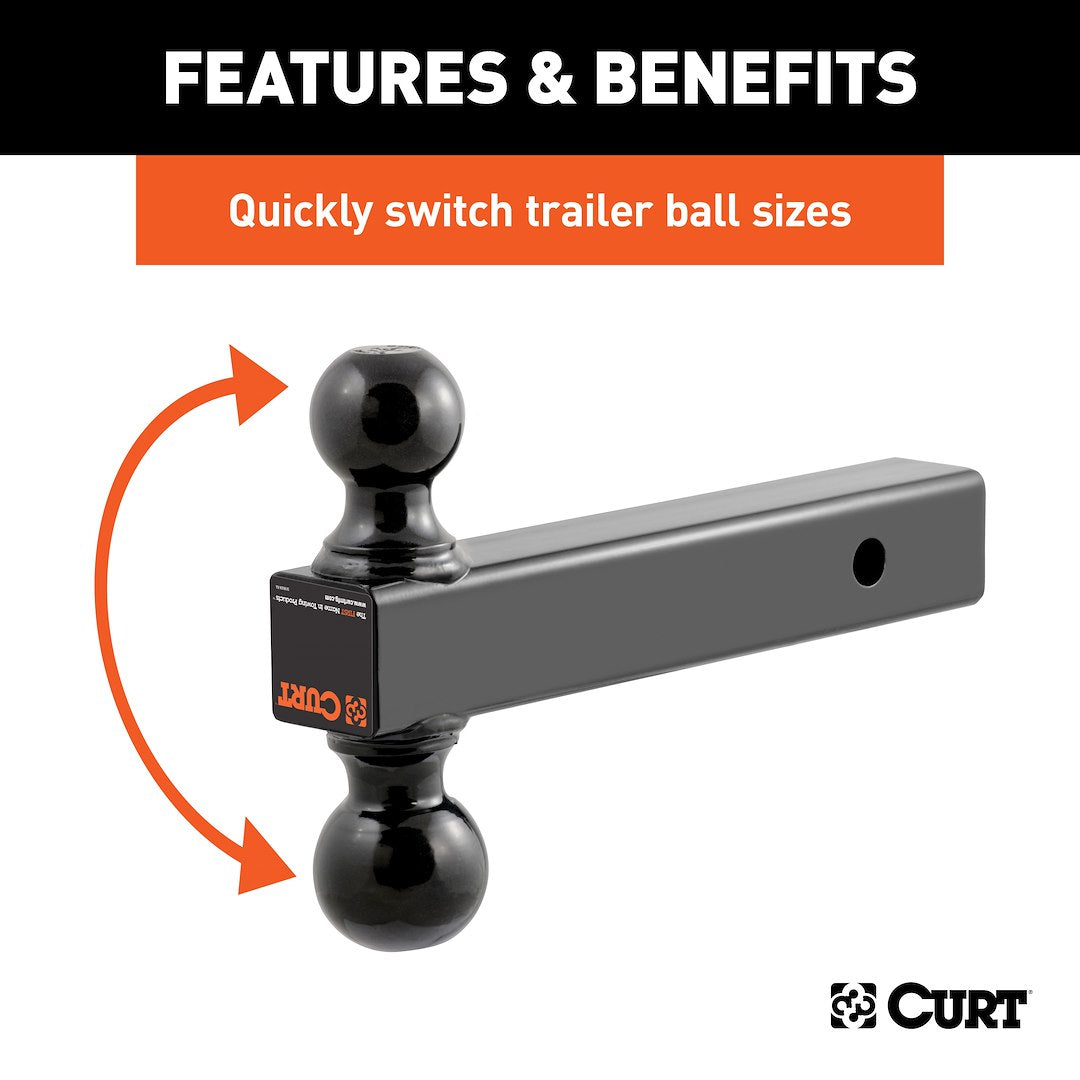 CURT Dual-Ball Mount - 2 & 2-5/16 in, 0 in Drop – 45660