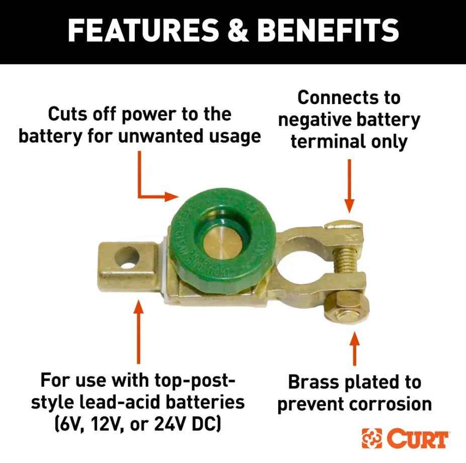 CURT 52216 Battery Disconnect Switch - Rotary With Fixed Knob