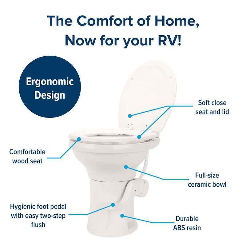 Camco 41715 High Profile RV Toilet, Camco, , Pedal Flush – image 5