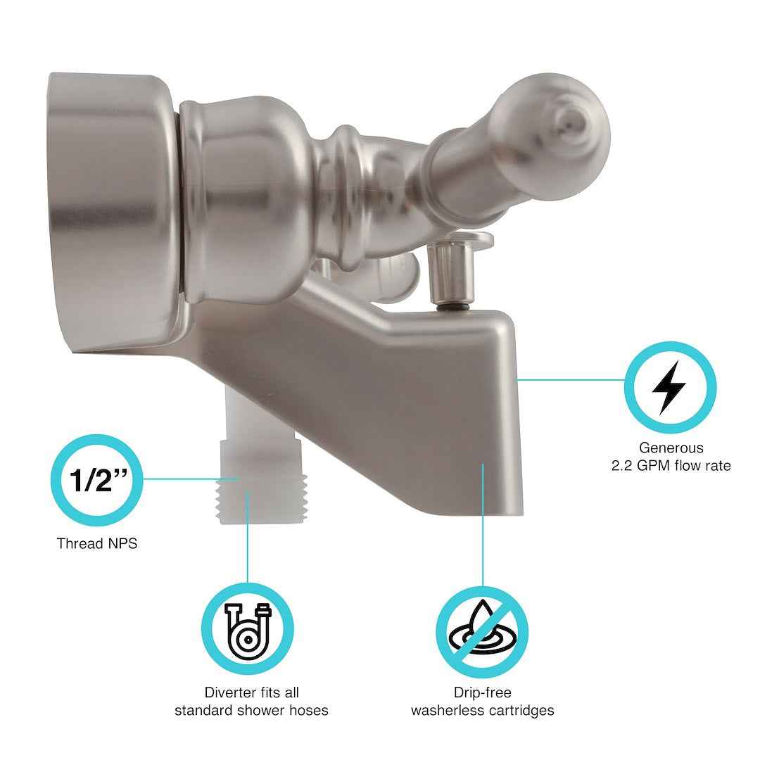 Dura Faucet Tub/Shower Diverter Faucet - Satin Nickel – DF-SA110C-SN