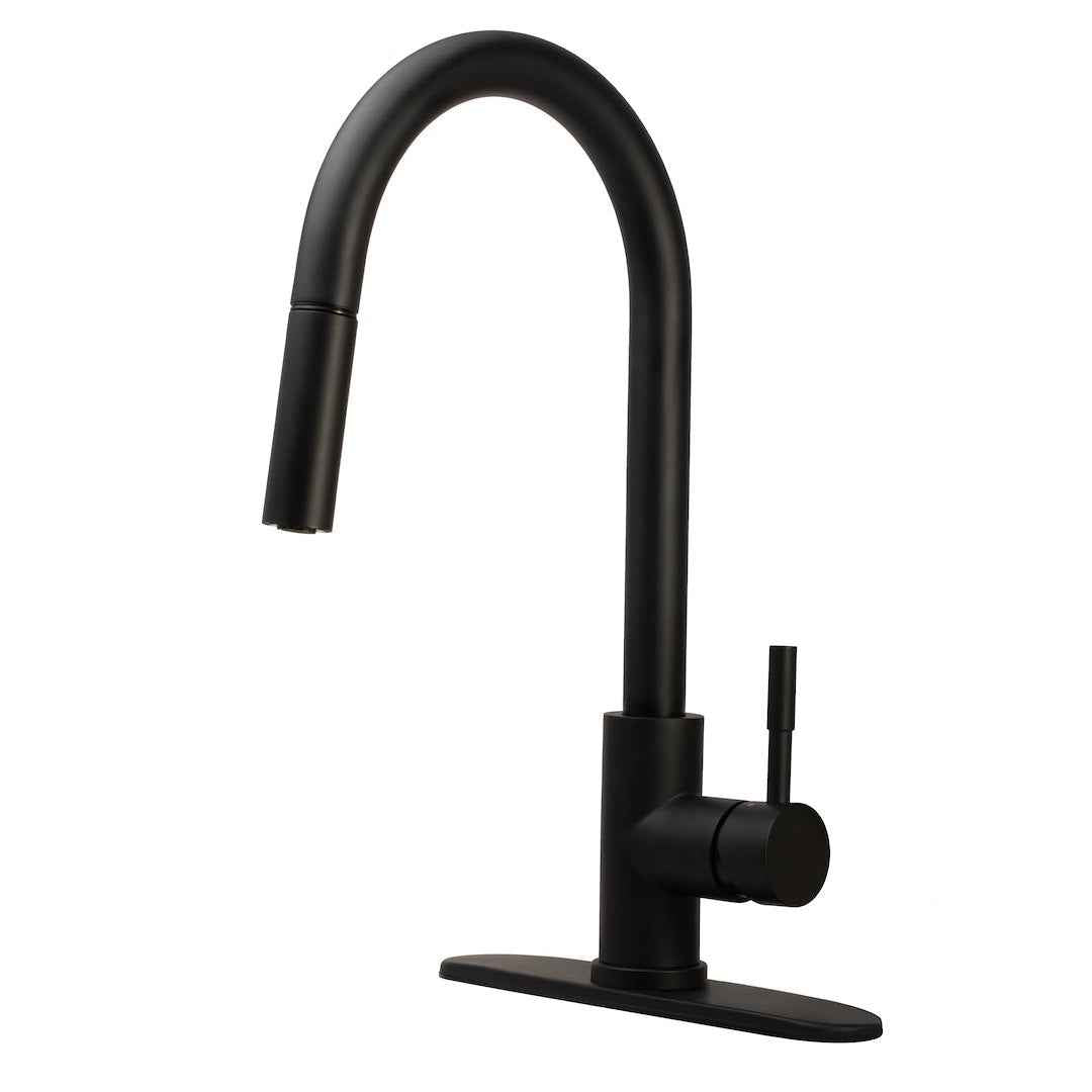 Dura Faucet MK530SLKMB Matte Black Single-Hole Pull-Down Kitchen Faucet