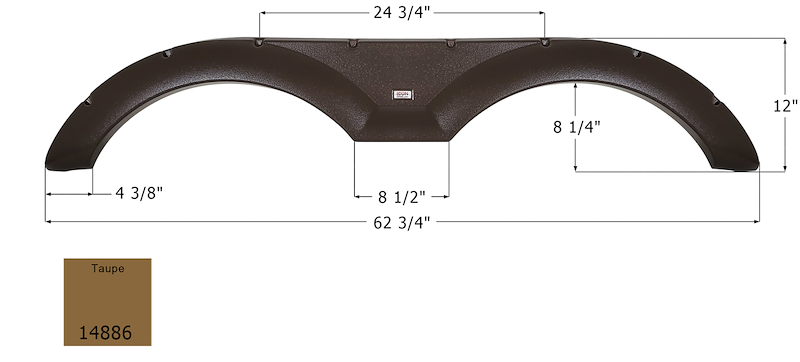 Icon 14886 RV Fender Skirt, Tandem Axle 62-3/4" x 12" Taupe, ICON – image 1