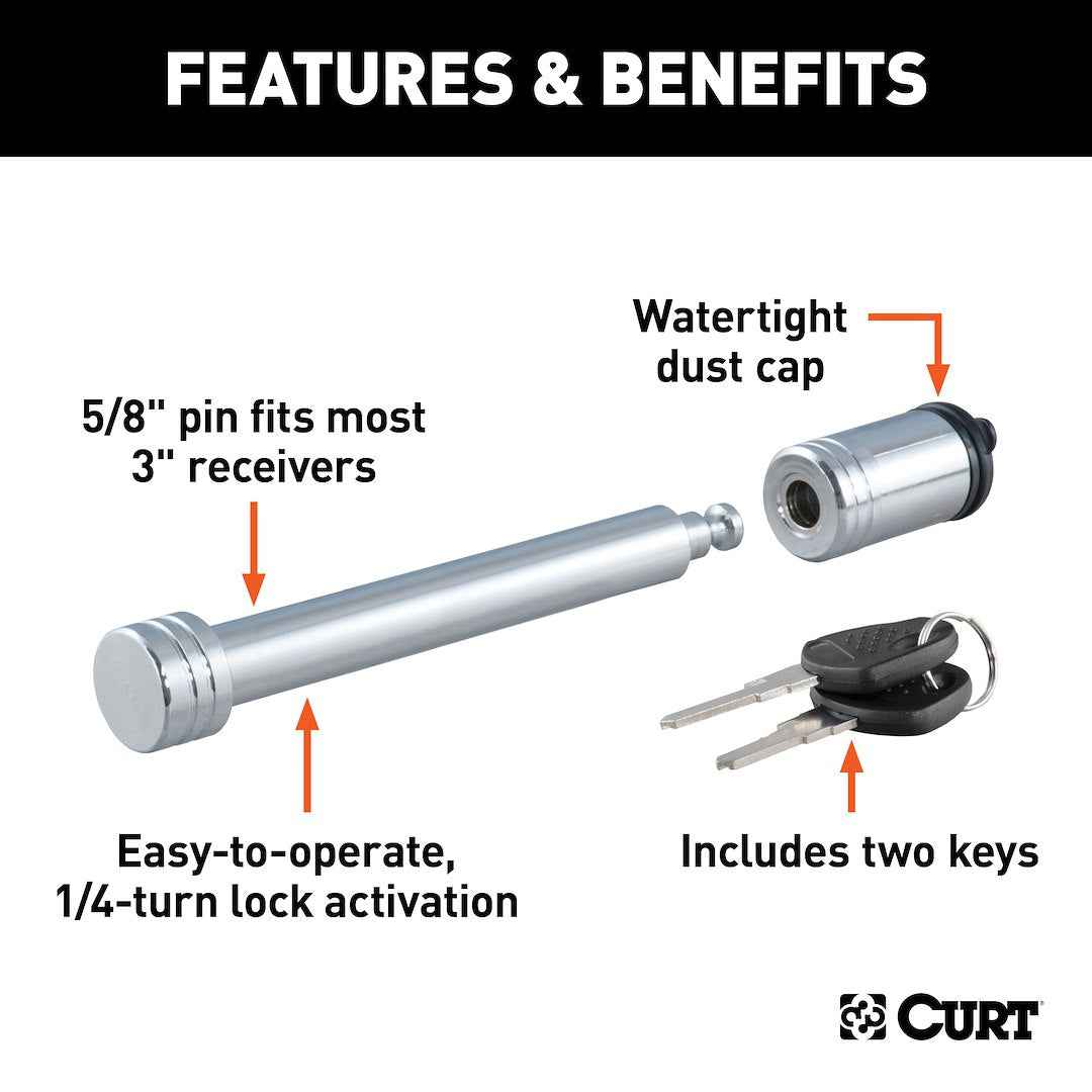 CURT 5/8-in Barbell Hitch Lock - 2 to 3-in Receivers – 23025