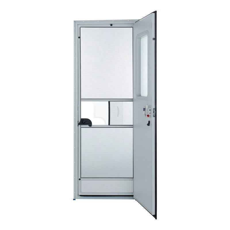 Lippert Components V000149585 30" x 72" Polar White RV Entry Door with Window and Screen – image 2