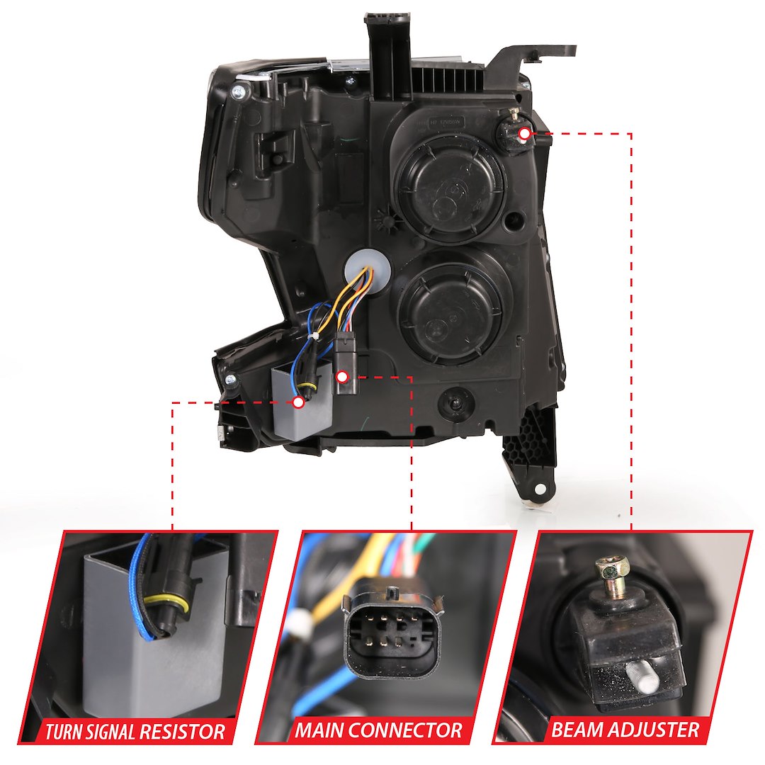 ANZO USA 111478 Black Crystal Plank LED Headlight Pair - image 2