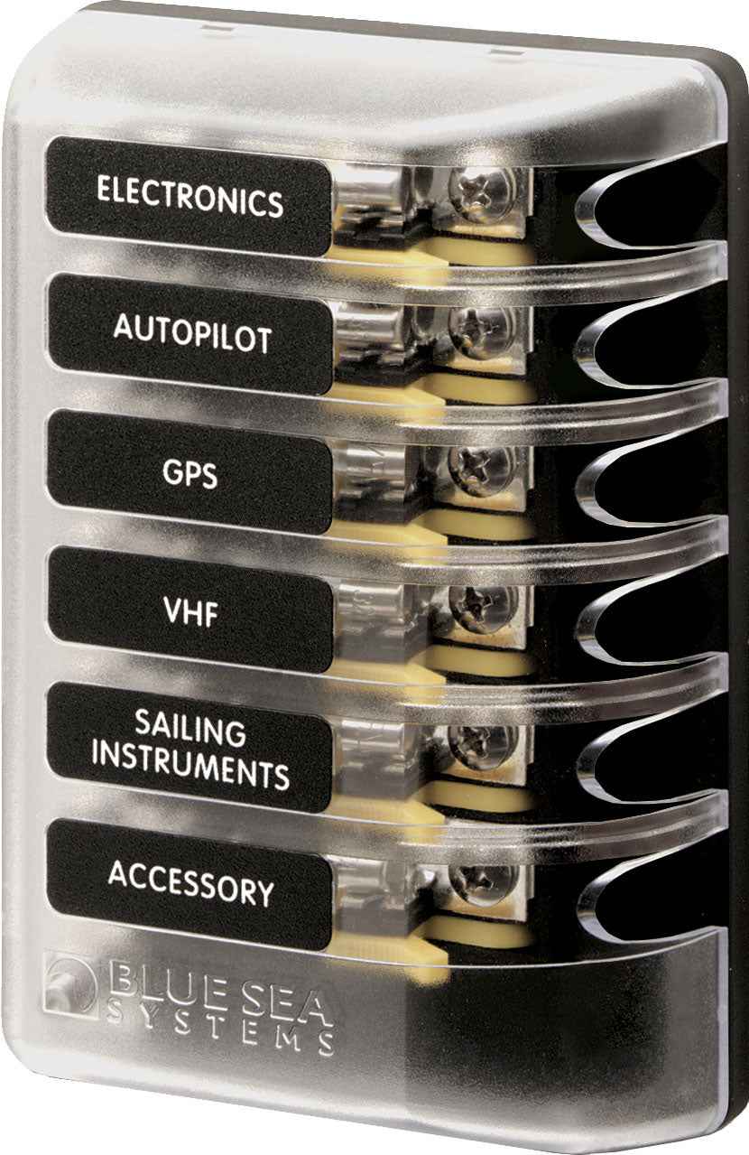 Blue Sea 6-Circuit MDL/AGC Fuse Block – 5018-BSS