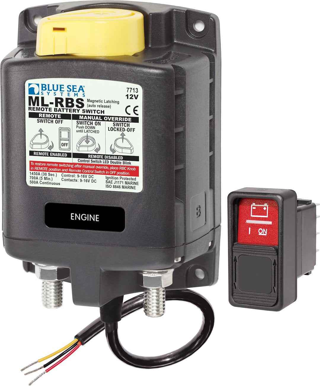 Blue Sea ML-RBS Auto-Release Battery Switch - 12V 500A – 7713-BSS