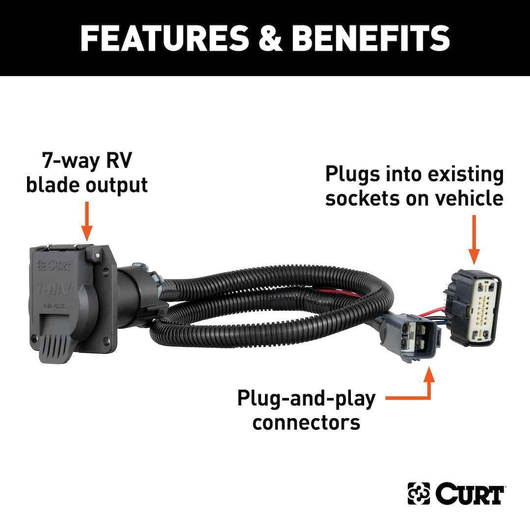CURT 7-Way RV Blade Wiring - Cadillac XT5, Cadillac XT6 – 56326