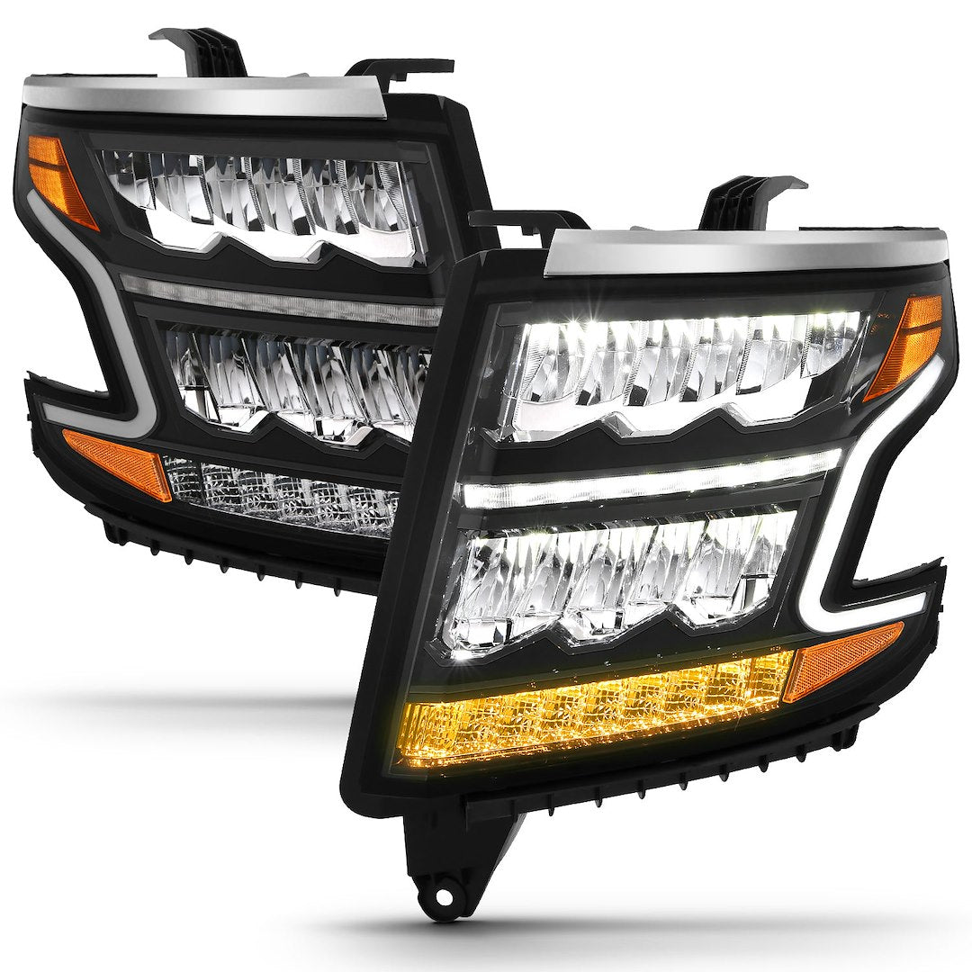 ANZO USA 111478 Black Crystal Plank LED Headlight Pair - image 1