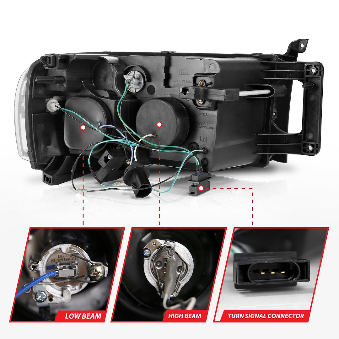 ANZO USA 111490 Black Halo Projector Pair, H1/H3 - image 3