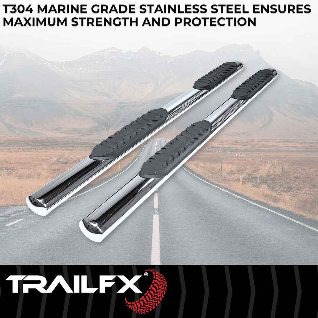 TrailFX 4 in Oval Nerf Step Bars - Stainless, 300 lb – A1545S