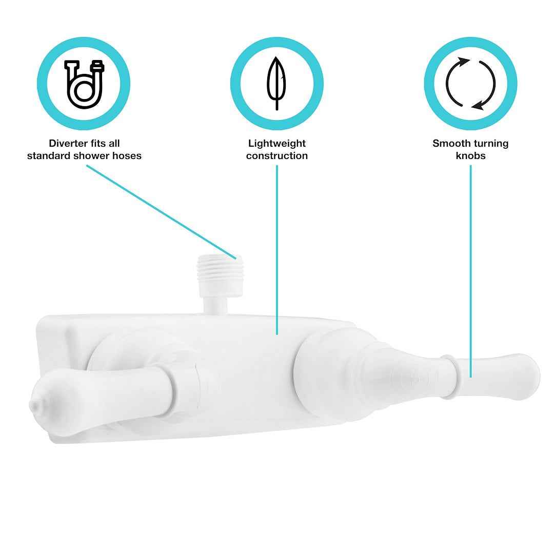 Dura Faucet Shower Valve - 4 in Centers, White – DF-SA100C-WT