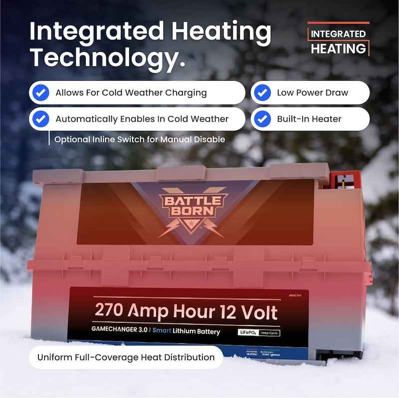 Battle Born Batteries BBGC3IH 12V GC3 Lithium Deep Cycle RV Battery 270Ah Heated Smart – image 6