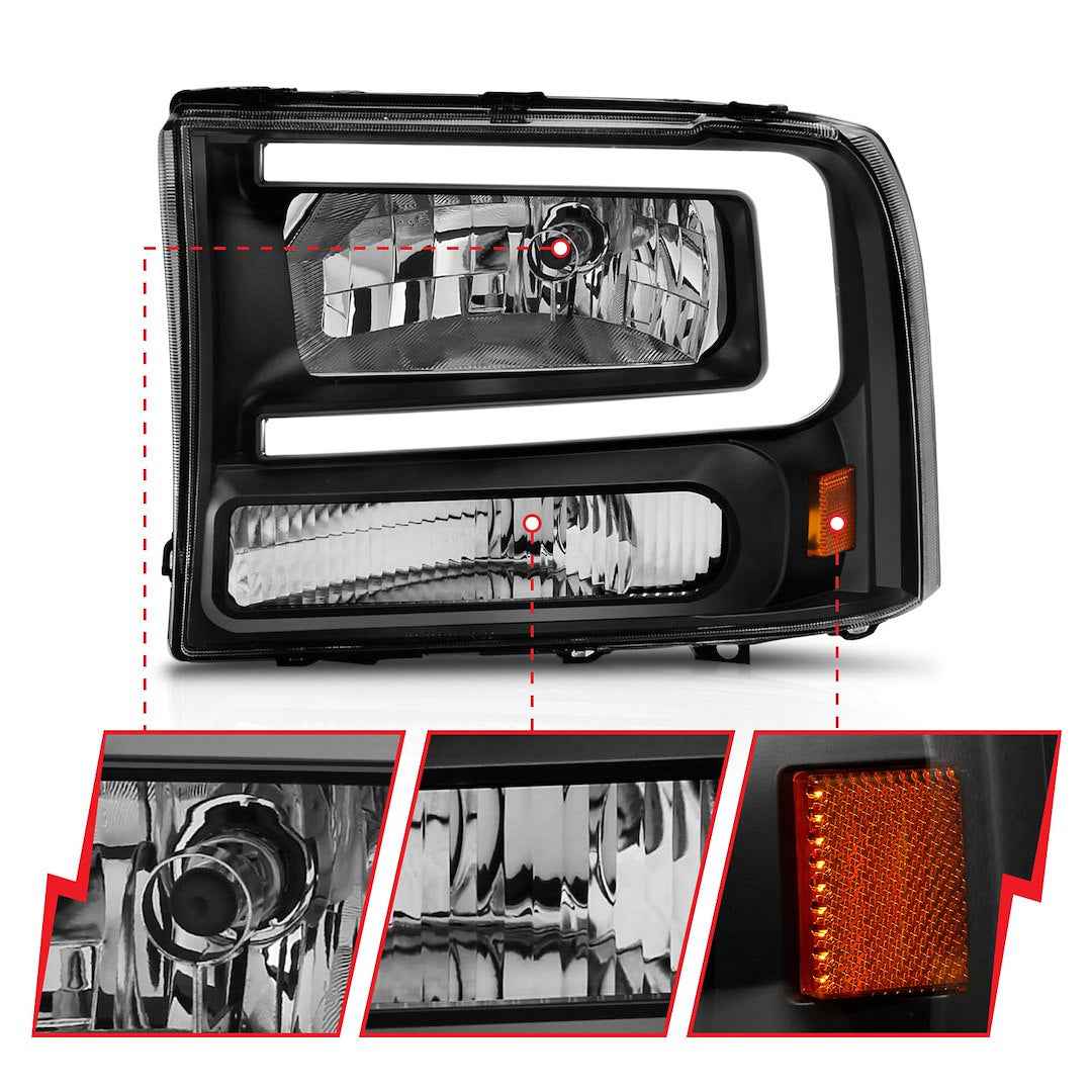 ANZO USA 111549 Black Crystal 9005 Projector Headlight Pair