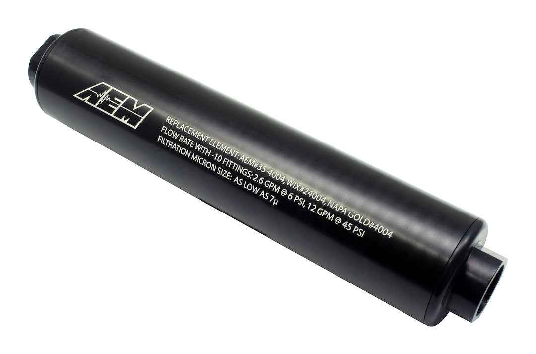 AEM Electronics 25-201BK 7-Micron High-Volume In-Line Fuel Filter
