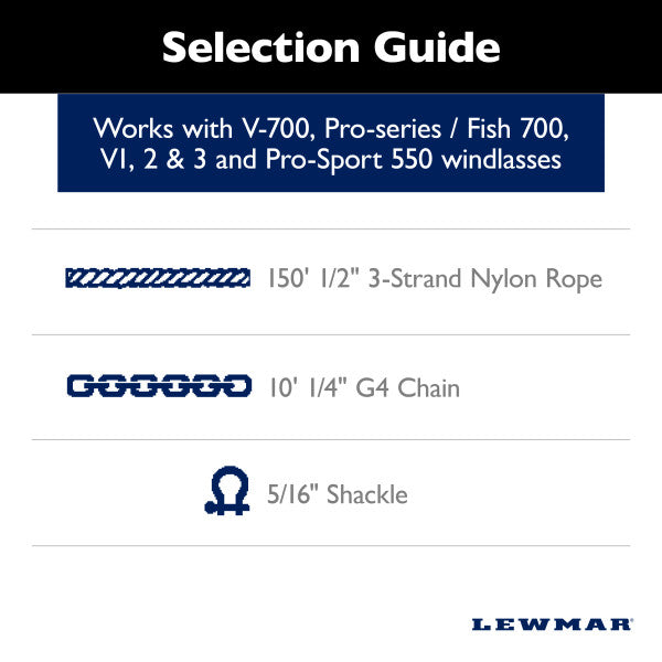 Lewmar 69000332 Rope-to-Chain Anchor Rode - 1/2 in x 150 ft