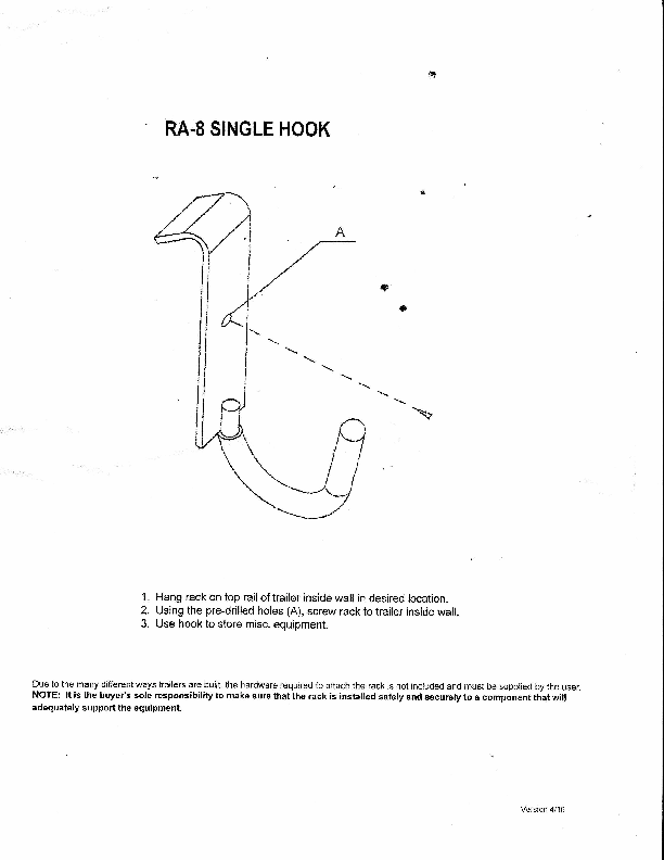Rack-Em Enclosed Trailer Multipurpose Hook – RA-8
