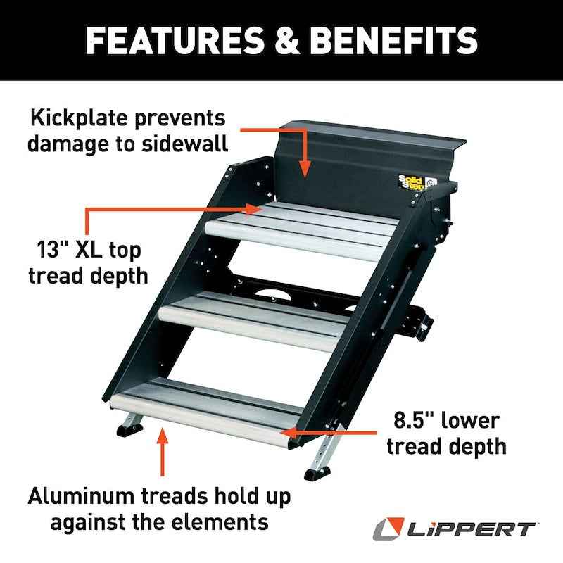 Lippert Components 791573 RV Entry Step, SolidStep 3.0 3-Step Manual Fold-Up, Lippert – image 3