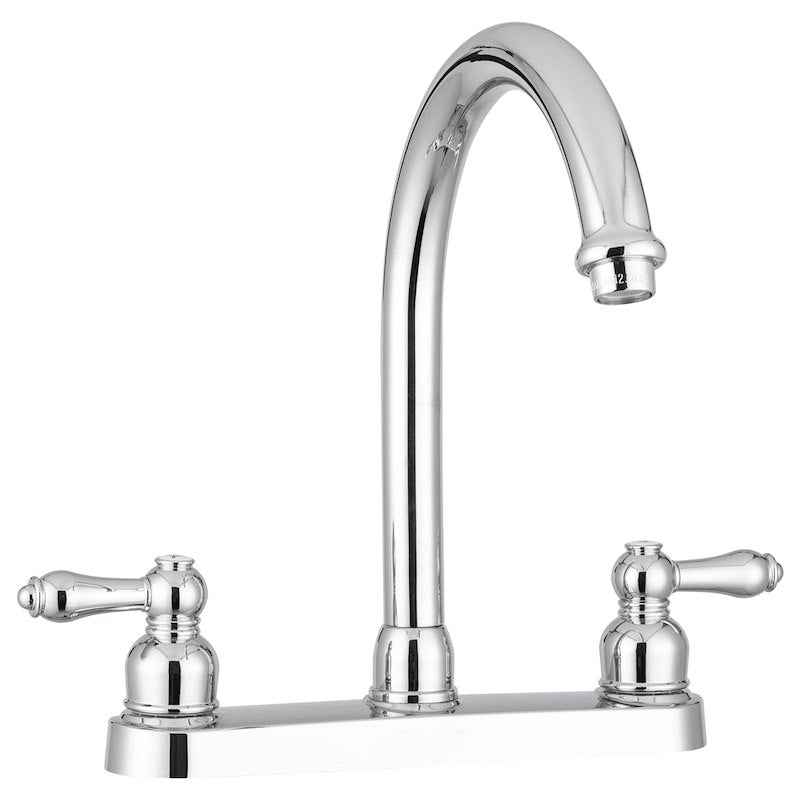 Dura Faucet DF-PK340L-CP Kitchen Faucet, 11.5" High-Rise Spout, 8" Deck Mount, Dual Teapot – image 1