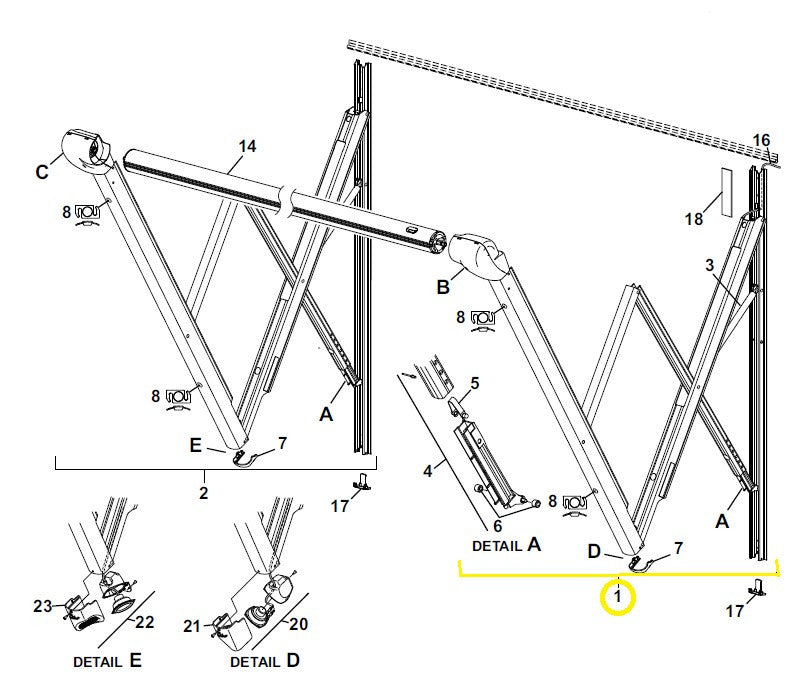 Carefree RV R001988BLK Compass Electric Awning Arm Half Set - image 1