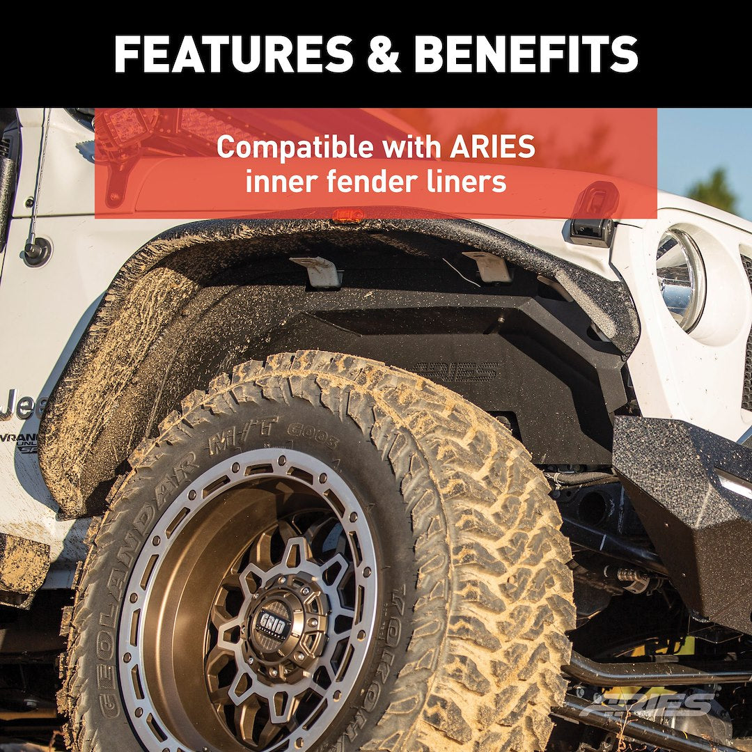 Aries 1500203 Jeep JL Front Aluminum Fender Flare Pair - image 6