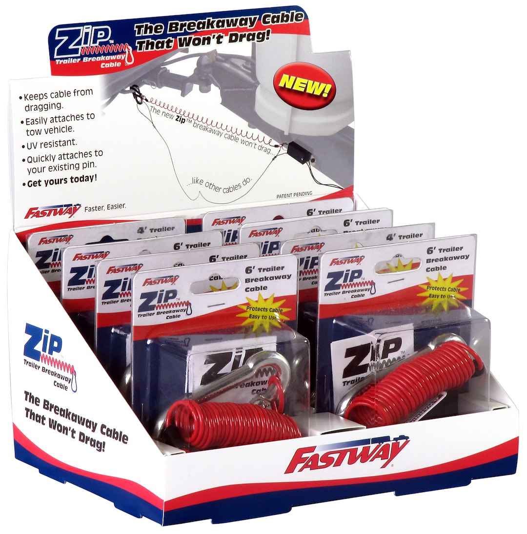 Fastway Trailer Products ZIP Countertop Display with Eight 48-Inch Breakaway Cables – 80019214