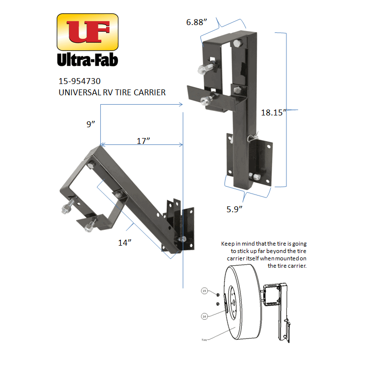 Ultra-Fab Products 15-954730 Spare Tire Carrier - image 3