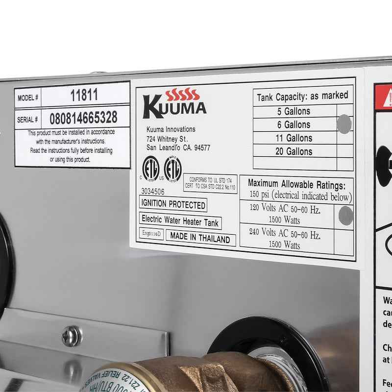 Camco Marine 11811 Kuuma 6-Gallon Electric Marine Hot Water Heater, 1500W – image 4