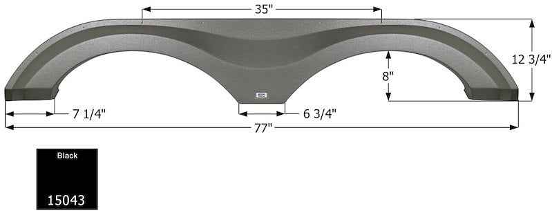 Icon 15043 RV Fender Skirt, Tandem Axle 77" x 12-3/4" Black, ICON – image 1