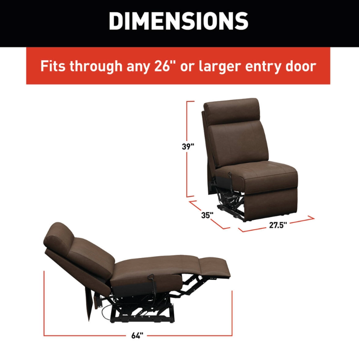 Lippert Components 2024044094 Thomas Payne Center Armless Recliner, Satula Brown – image 6