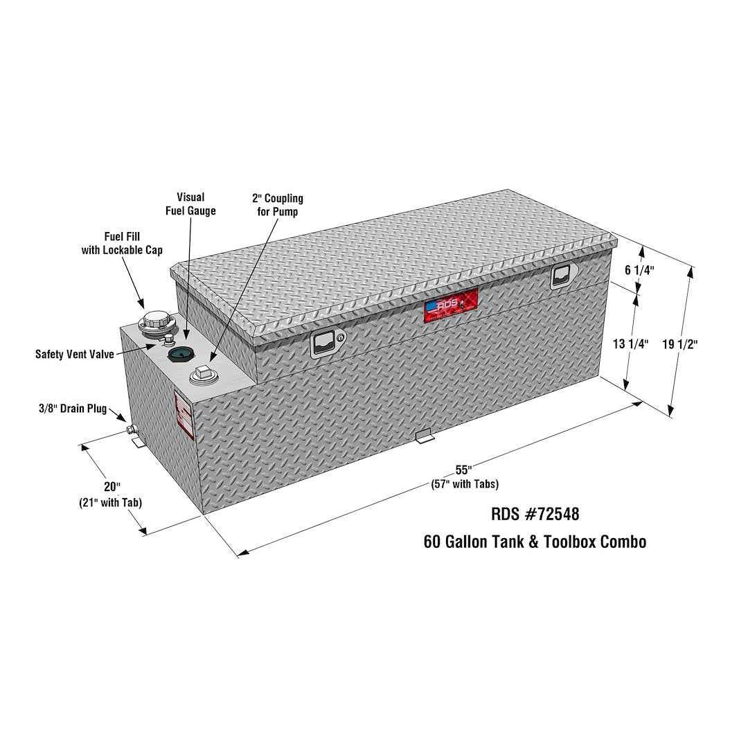 RDS Tanks 60 Gallon Transfer Tank with Tool Box – 72548