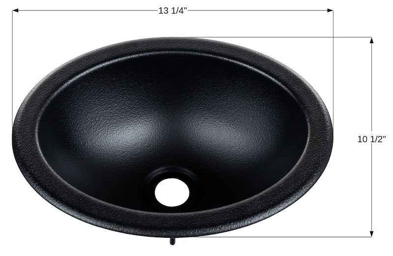 Icon 15920 Black Oval RV Sink - 13.25" x 10.5" ABS Plastic - Bolt Mount – image 1