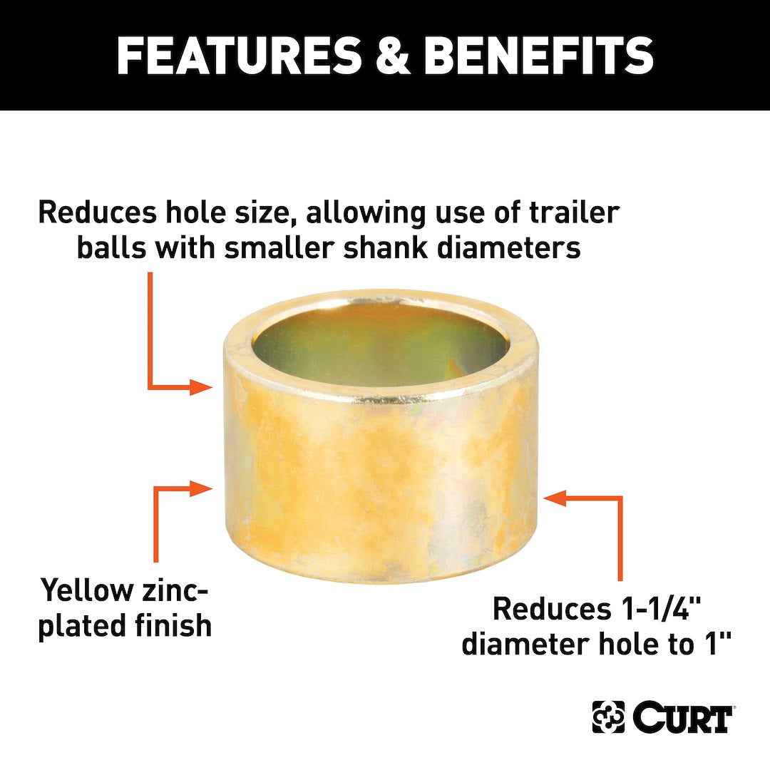 CURT 21201 1-Inch Ball Shank Bushing for 1-1/4-Inch Hole