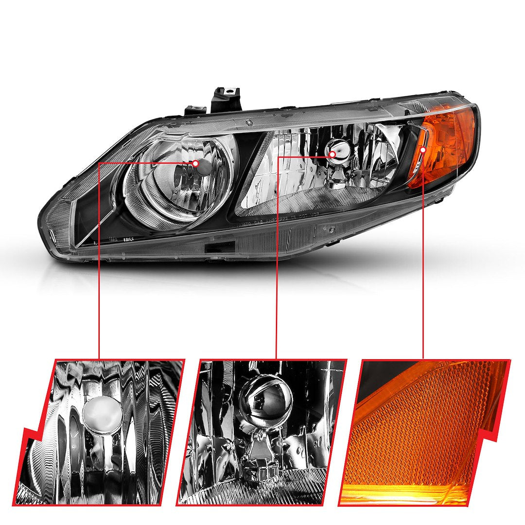 ANZO USA 121547 Civic GX Black Crystal Headlight Pair - image 2