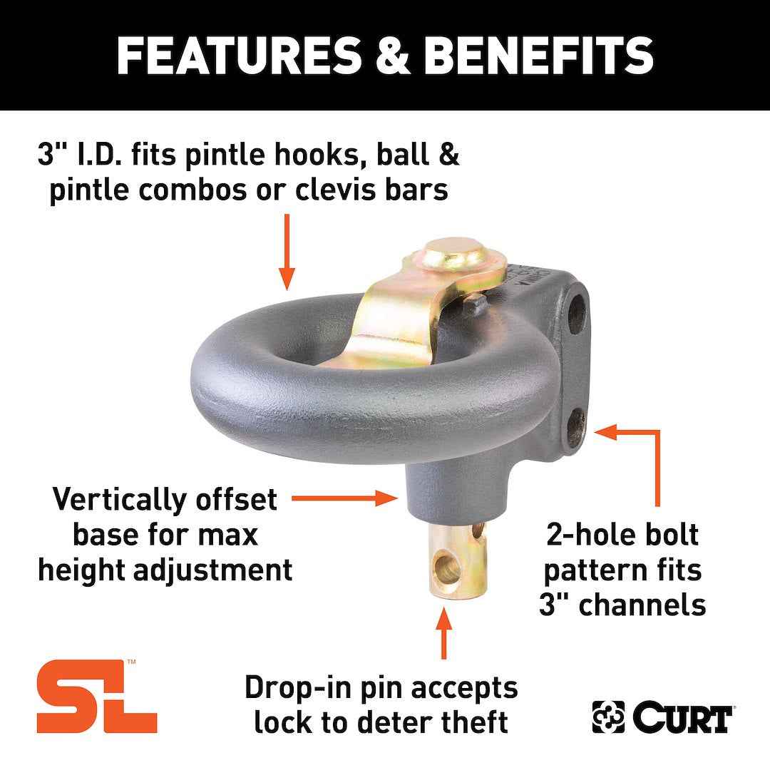 CURT Lunette Ring - 3 in, Channel Mount – 48625