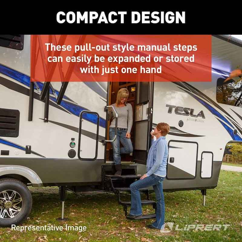 Lippert Components 432687 Lippert 3-Step Manual RV Entry Step, 24" Wide, Radius Tread – image 3