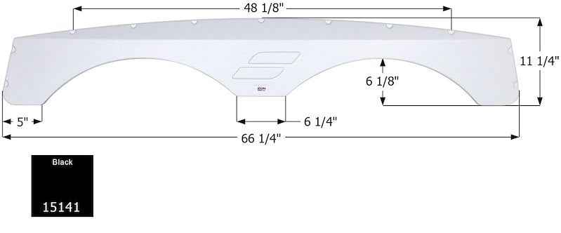 Icon 15141 RV Fender Skirt, Tandem Axle 66-1/4" x 11-1/4" Black, ICON – image 1