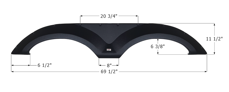 Icon 14183 RV Fender Skirt, Tandem Axle 69-1/2" x 11-1/2" Black, ICON – image 1